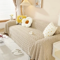 Copridivano spesso in peluche jacquard con trama a trecce beige e motivi a rombi - 180x130 / Cachi