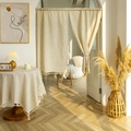 Japanese style polyester linen door curtain with tassels for home partition decor - 70*120 (2 Pcs, No Rod, 400g) Fits 90-100cm Opening / Natural Linen With Tassels