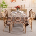 Retro jacquard tablecloth with magpie flower pattern and tassels on a dining table - 60*60cm / Yarn-dyed Magpie with Large Tassels