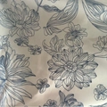 Bordado floral azul en mantel de algodón blanco impermeable con borde volante - 100x140cm / Floral Azul Grueso Con Volante Blanco (Impermeable)