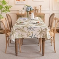 Mantel rectangular de poliéster con estampados de helechos verdes y azules en crema - 135x135 / Estampado de Helechos
