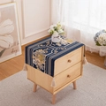 Copri comodino in jacquard americano con motivo floreale vintage ed eleganti nappe - Floreale Blu Navy Europeo Con Nappe / 35*50cm (Singolo)