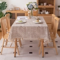 Mantel vintage con estampado de periódico y flecos en una mesa de comedor - 60x60cm / Estilo de Periódico Café