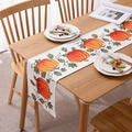 Runner da tavola per il Ringraziamento con zucche autunnali in tessuto di cotone poliestere - 30*140cm / Grande Forma Zucca