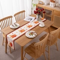 Runner da tavola autunnale con zucca e foglie di acero con bordo vichy su tavolo in legno - 30*140cm / Zucca Quadri Nero Arancio