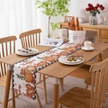Runner da tavola in poliestere cotone con motivi di zucca e decorazioni autunnali - 30*140cm / Zucca Lettera Quadri Nero
