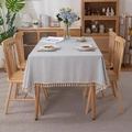 Blue and white striped cotton tablecloth with elegant tassels in a minimalist wood style - 60x60 / Light Blue Striped with Tassels