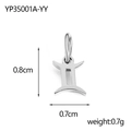 Polished stainless steel Gemini zodiac charm pendant with dimensions 0.8cm x 0.7cm - Gemini / Steel