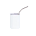 3oz white sublimation stainless steel mini tumbler with clear lid and metal straw - White (straight Cup) / 3oz