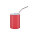 Vibrant red 3oz stainless steel mini tumbler with clear lid and reusable metal straw - Red (straight Cup) / 3oz