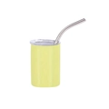 Matte light yellow 3oz stainless steel mini tumbler with clear lid and metal straw - Yellow (straight Cup) / 3oz