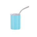 Light blue matte 3oz stainless steel tumbler with straw and clear sealing lid - Blue (straight Cup) / 3oz