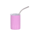3oz pink stainless steel shot tumbler with transparent lid and metal straw - Light Purple (straight Cup) / 3oz