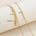 Bead and Bar Chain Style (7-11) / 1.1mm (40+5cm) / Gold