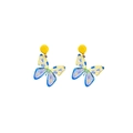 Detalle de pendientes de mariposa azul estilo pintura al óleo con acrílico amarillo - E2383-1/azul Y Amarillo
