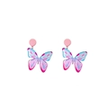 Detalle de pendientes de mariposa en acrílico con diseño de pintura al óleo rosa y azul - E2848-12/azul Rosa