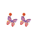 Detalle de pendientes de mariposa coloridos con vibrantes degradados naranja y morado - Mariposa Naranja y Violeta (E2868)