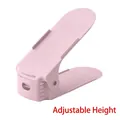 Adjustable pink plastic double-layer shoe organizer with non-slip surface for space saving - Adjustable / Nordic Pink