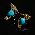 2604073 Blue Vintage Bird Earrings