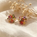 2604028 Colored Zircon Flower Earrings