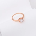 Classic rose gold solitaire ring featuring a brilliant round zircon in a four-prong setting - 5139 Ring