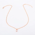 Elegant rose gold water ripple chain necklace with six-prong clear zircon pendant - 5140 Necklace