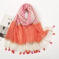 Bohemian paisley print scarf in pink and orange with delicate tassel fringe details - Pink Orange Contrast Patchwork (XB930)
