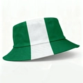 Green and white patchwork bucket hat with premium canvas texture for sports fans - M (56-58cm) / Nigeria