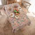 Retro floral jacquard tablecloth with bird patterns and fringe, rectangular dining table cover - 60*60cm / Multicolor Branches