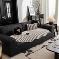 Modern white jacquard sofa cushion set with wave pattern on premium black leather couch - Pillowcase Only / 45x45 / Gray Striped