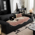 Striped red and white jacquard sofa cushion with wavy edges and floral accent pillows - Pillowcase Only / 45x45 / Red Striped