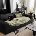 Jacquard sofa cover set with wave pattern in cream and green, modern living room setup - Pillowcase Only / 45x45 / Green Striped