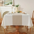 Nappe jacquard nordique crème avec motif géométrique de losanges marron pour table repas - 135x100 / Losanges Blanc Café
