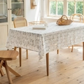 Rechteckige Jacquard-Tischdecke mit Streifenmustern und eleganten floralen Fransen - Grau Floral Gesäumter Rand