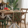 Retro jacquard table runner with leaf patterns and tassels on a wooden dining table - 35x120 / Coffee Leaf Pattern (Coffee Tassel)