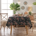 Vintage-Blumendecke mit dunkelgrünen Blättern, rosa Rosen und stilvollen Fransen - 60*60cm / Schwarz Große Blume