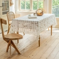 Tovaglia rettangolare beige con motivi a mezzaluna marroni e nappe di cotone bianco - 60x60 / Curva Caffè Con Nappina