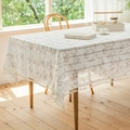 Tovaglia rettangolare con motivo floreale marrone vintage e bordi con nappine fatte a mano - 60x60 / Floreale Caffè Con Nappina