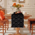 Chemin de table Halloween en peluche noire avec motifs de fantômes blancs brodés - 35*140cm / Fantôme Noir