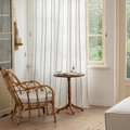 French country style cream curtain with black chain patterns and tassel fringe detail - 132x45cm / White Gray