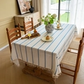 Runner da tavola boho crema con strisce jacquard blu e frange decorative per sala da pranzo - Crema con blu