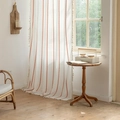 Bohemian white semi-transparent curtain with red chain embroidery and tassel edges - 132x45cm / White Orange