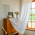 French white lace sheer curtain with floral embroidery and bohemian tassels for bedroom - Floral Pattern Style (Rod Pocket) / 140*100 (Width*Height) / White