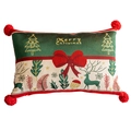Dettaglio copricuscino natalizio con testo Merry Christmas e fiocco rosso decorativo - 30x50 Federa (Solo Federa) / Natale Verde Bianco
