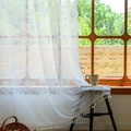 French lace sheer curtain with white floral embroidery and tassel fringe for bedroom decor - 140*100 (Width*Height) / Floral Lace Scalloped Edge With Single Side Tassels (Rod Pocket)