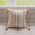 Federa per cuscino nordica in cotone con nappe gialle e trame a righe trapuntate - Square Style / Giallo