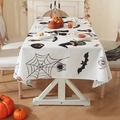 Halloween polyester tablecloth featuring pumpkin bat and spider print on white background - 135x200cm / Witch Pumpkin Print