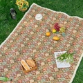 Bohemian jacquard picnic blanket with orange shell patterns and tassel fringe detail - 60x60 / Green Ginkgo + Dense Tassels