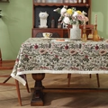 Vintage American jacquard tablecloth with floral patterns and elegant fringe tassels - Beige Floral + Dense Tassels / 60*60cm