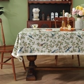 Vintage floral bird print tablecloth with fringe trim in American retro country style - Yarn-dyed Mii Bird + Dense Tassels / 60*60cm